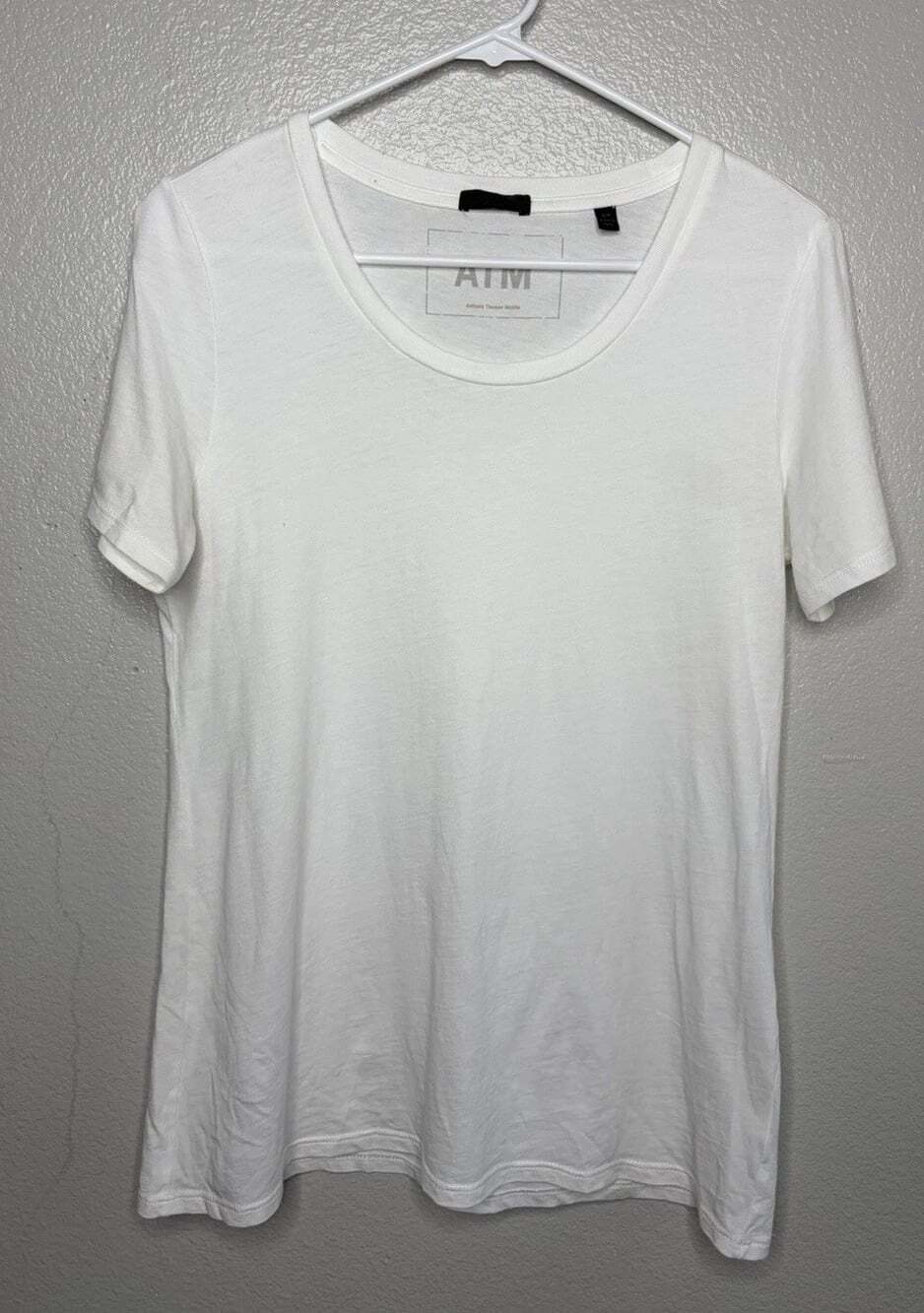 ATM Anthony Thomas Melillo Solid WHITE T-Shirt SMALL Minimalist Resort